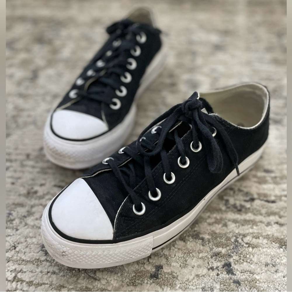 Converse PLATFORM Black and White Sneakers